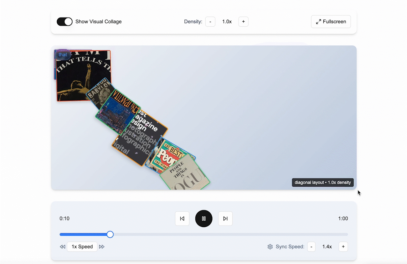 Archival images organized into an interactive collage